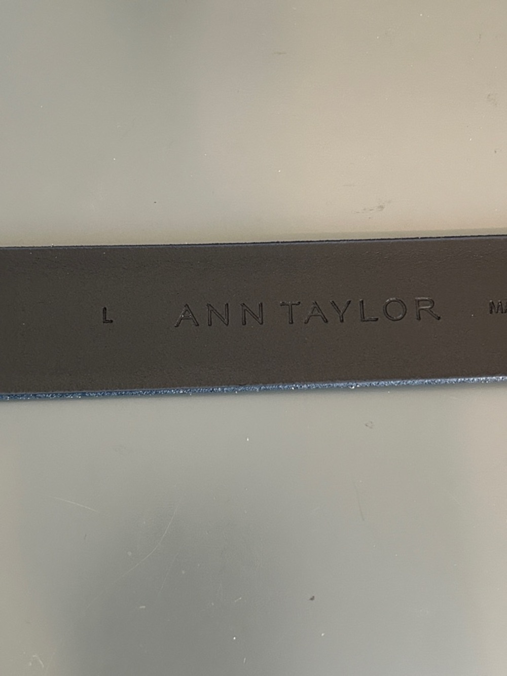 Ann Taylor Navy Italian Leather Belt with Gold tone hardware. - Picture 2 of 7